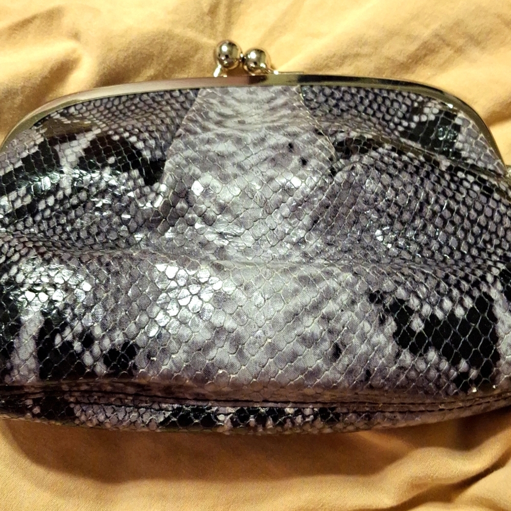 Coach Silver Black Python Embossed Bag
